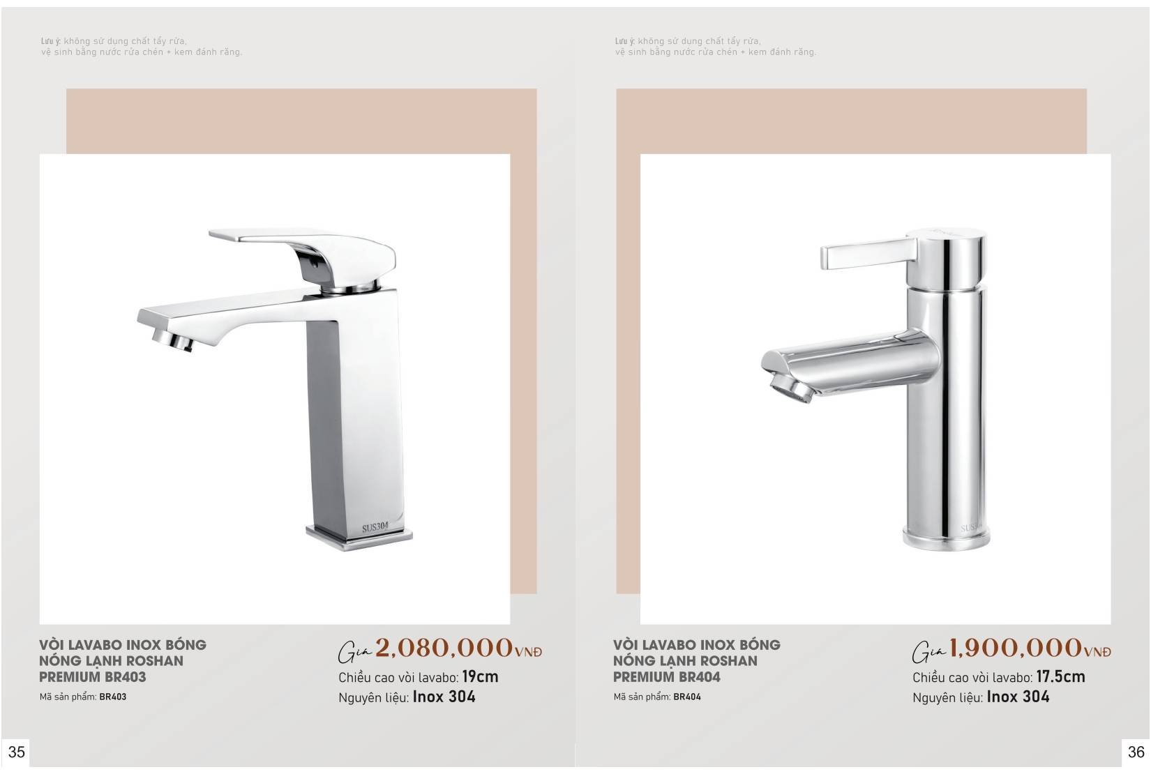 Sen vòi và phụ kiện phòng tắm ROSHAN Catalogue và Bảng giá mới nhất /Page 20 (Roshan BR403 / BR404)